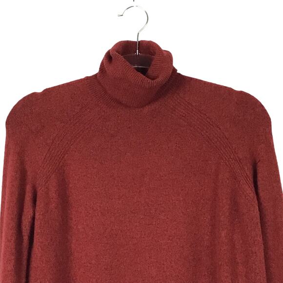 J. Crew Brick Red Burgundy Alpaca Wool Turtleneck High Low Pullover Sweater XXS - Picture 4 of 11